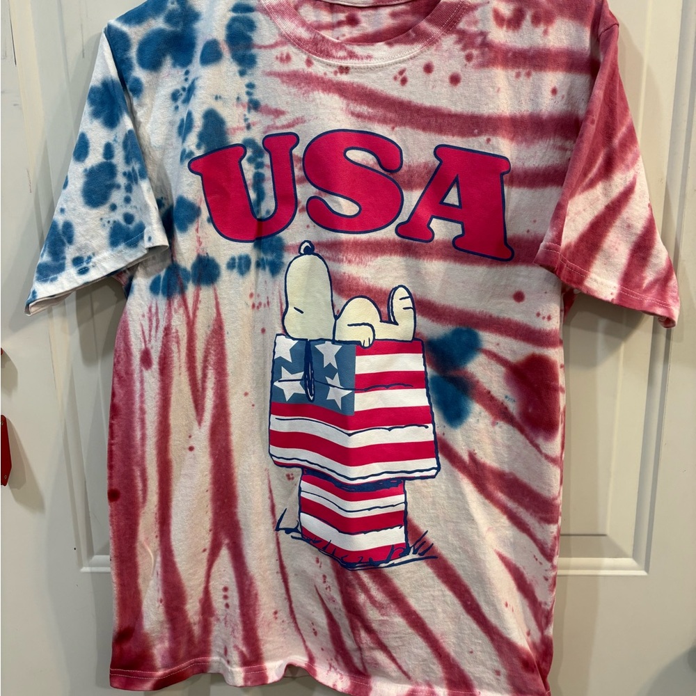 Red and Blue Tie-Dye Short Sleeve Tee